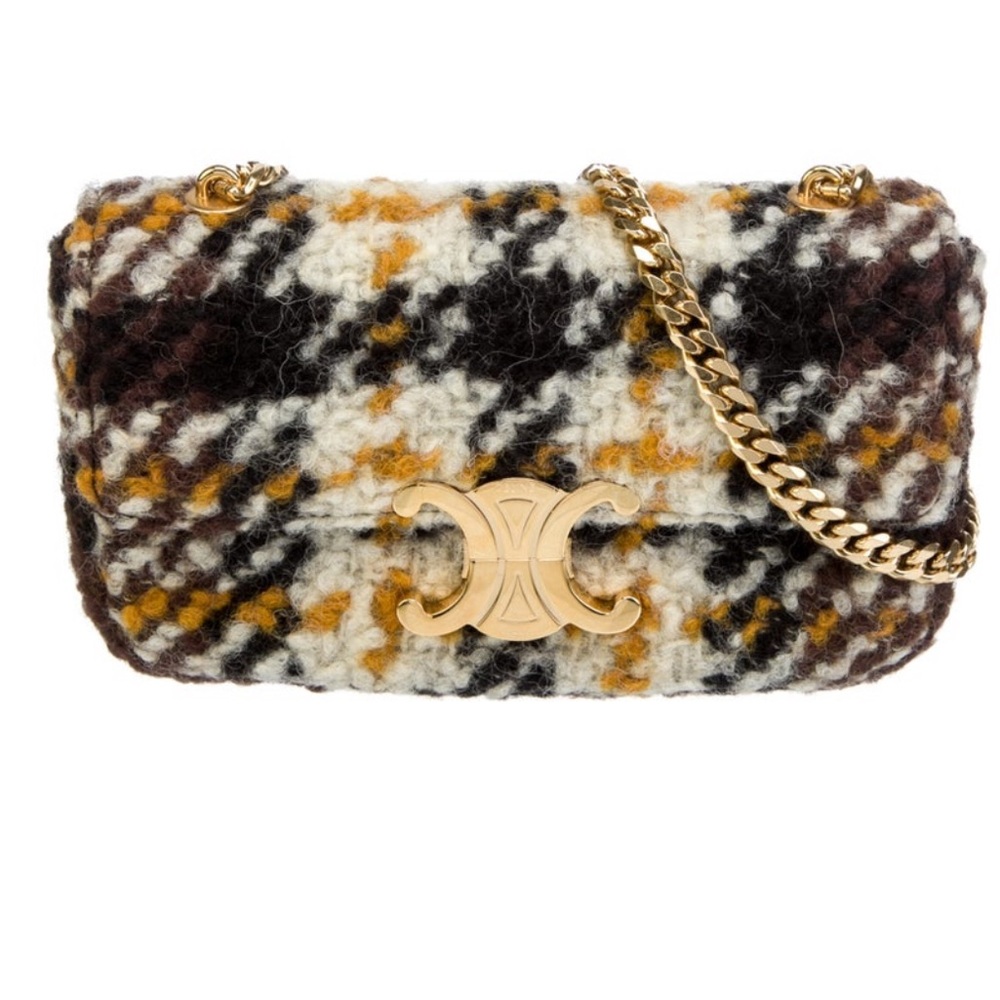 Celine 2022 Tweed Triomphe Chain Shoulder Bag In Excellent condition!